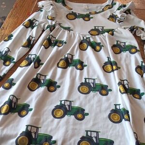 Tractor Print Long Sleeve Dress